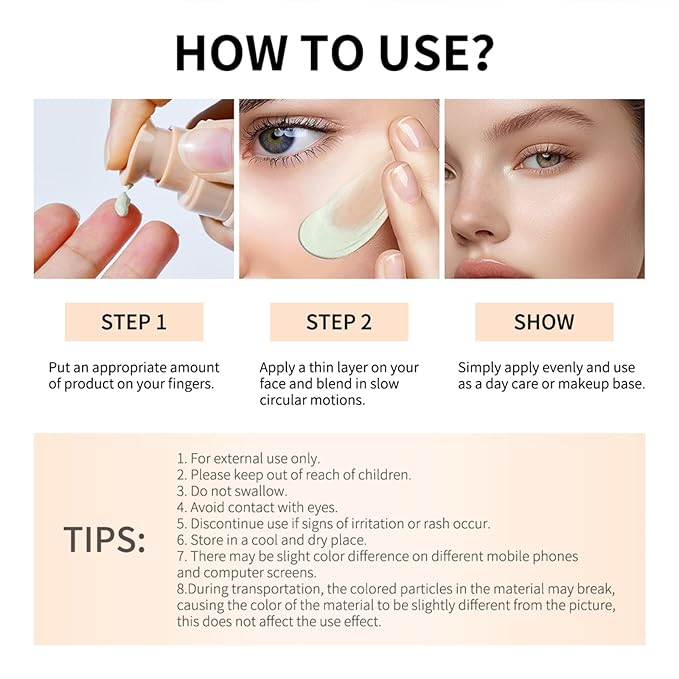 White-Color Changing Foundation, Color Correcting CC Cream with Centella Asiatica, Even Red Skin Tone, Lightweight, Non-Greasy, Moisturizing, Concealing, Natural Finish Concealer(1PCS)
