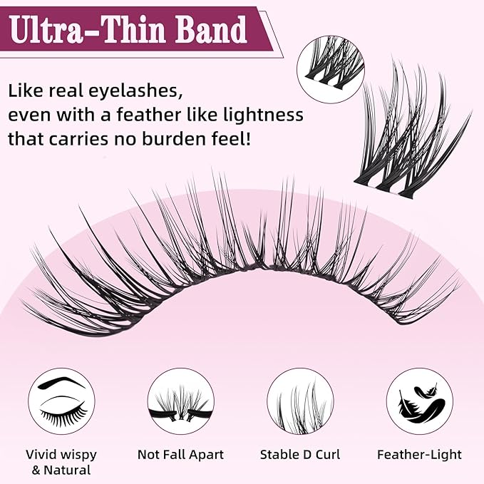 Lash Clusters 10-18mm Mix D Curl DIY Extension Eye Natural Lashes False Wispy EyeLash Cluster (U20 Eyelashes Only)