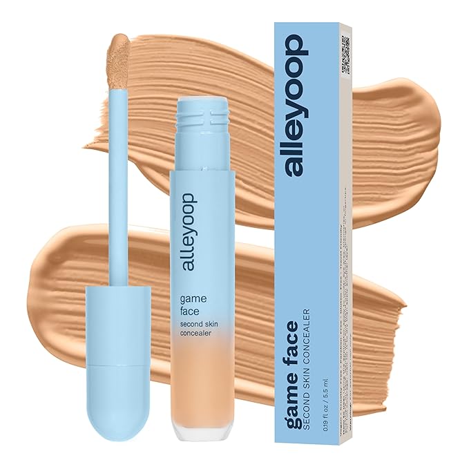 Alleyoop Game Face Makeup Concealer - Lightweight, Buildable Under Eye Concealer for Dark Circles, Hydrating Cream Formula for Women with Aloe Stem Cell - Smooth, Crease-Proof Makeup, Go-Getter