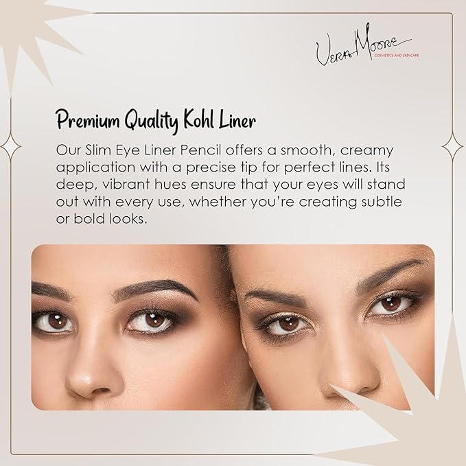 Vera Moore Slim Eye Liner Pencil, Smooth Formula, Hypoallergenic and Vegan, Smudge-Proof and Waterproof Application, Bold and Defined Lines Eyeliner, (0.05 Oz) (Toast Eyeliner)