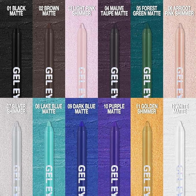 Light Pink Shimmer Gel Eyeliner Pencil, Multi-Use Waterline Eyeliner with Sharpener, Sharpenable Eye Liner Waterproof Smudge Proof, High Pigmented Eye Makeup Liners, Vegan & Cruelty-Free 03