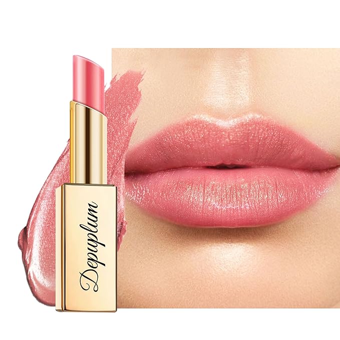 Nude Pink Lipstick Moisturizing for Women Shimmer Tinted Lip Balm Hydrate Nourish Lip Gloss Cruelty Free Lip Makeup, ZG114 New Moon