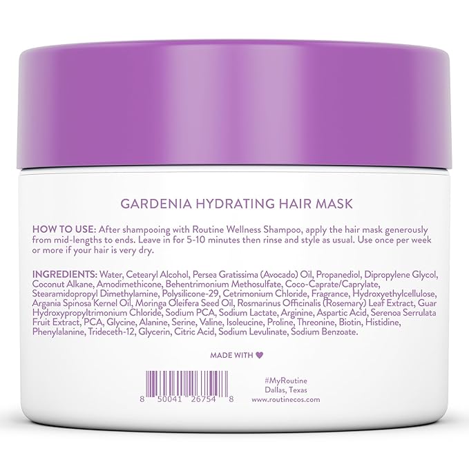 Routine Wellness Deep Conditioning Hair Mask - Bring Dry, Damaged Hair Back to Life – Hydrating Repair Treatment that Moisturizes, Strengthens & Adds Volume – Gardenia 8oz