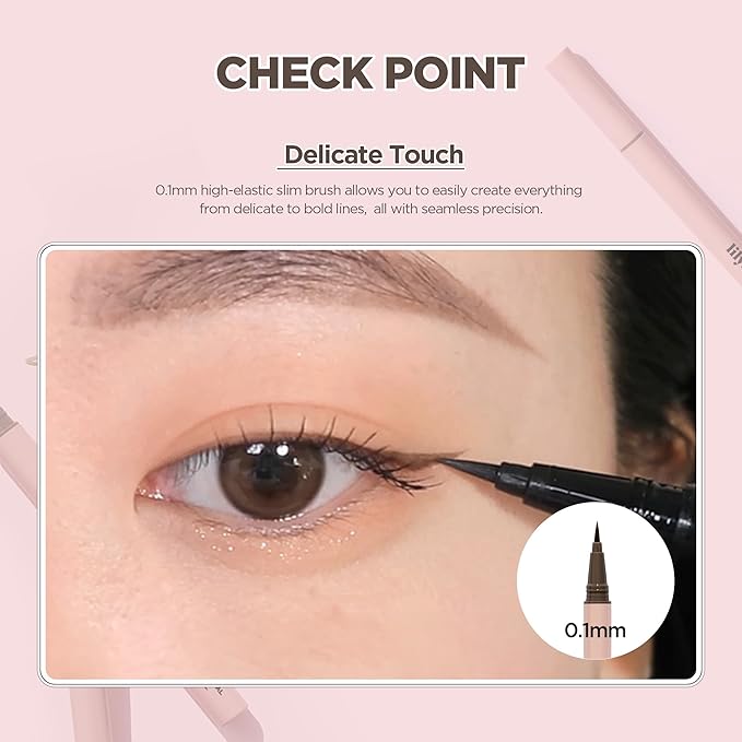 lilybyred AM9 to PM9 Survival Penliner Natural | Korean Soft Ash Tone Liquid Eyeliner, 0.1mm Ultra-Fine Brush, Quick-Dry, Smudge-Proof, Layerable Ash Pigment, Buildable Color, 0.035 oz. (01 Ash Black)