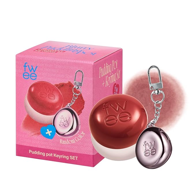 fwee Blurry Pudding Pot + Keychain SET | Airbrushed Blush & Lip, Buildable Pigment, Long-lasting, Lightweight, Easy to Blend, Natural Soft Matte Finish Makeup – Faded (Dusty Rose) | 0.17 oz
