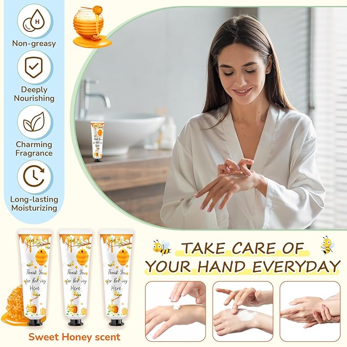 48 Sets Honey Hand Cream Gifts Bulk Baby Shower Hand Cream Travel Size Lotion Bulk Fall Thanksgiving Party Supplies Favors Birthday Wedding for Guest