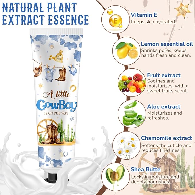 48 Sets a Little Cow Boy Is on The Way Hand Cream Gifts Bulk Baby Shower Hand Cream Travel Size Lotion Bulk Fall Thanksgiving Party Supplies Favors Birthday Wedding for Guest