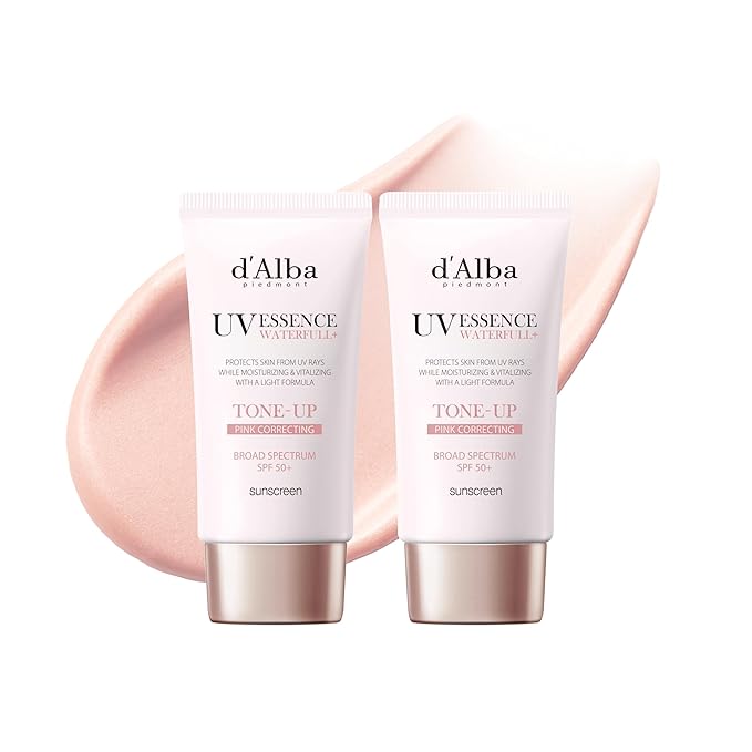 [2 ea] d'alba Piedmont Waterfull Tone-Up Sunscreen Serum BROAD SPECTRUM SPF 50 + Korean Sunscreen for Face, All Skin Tones, Sweat Proof Formula (2 x 1.69 fl.oz.)