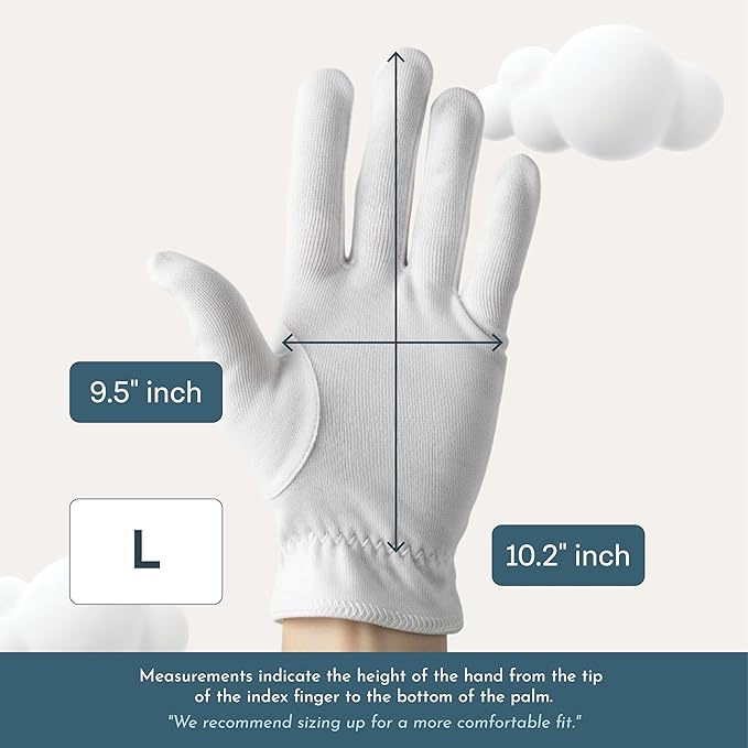 8 Pairs Cottonnerie Cotton Gloves for Dry Hands Sleeping, Moisturizing Gloves Overnight, Hand Moisturizer Gloves, Moisture Gloves for Dry Hands Overnight, Sleeping Gloves, Eczema Gloves, Large