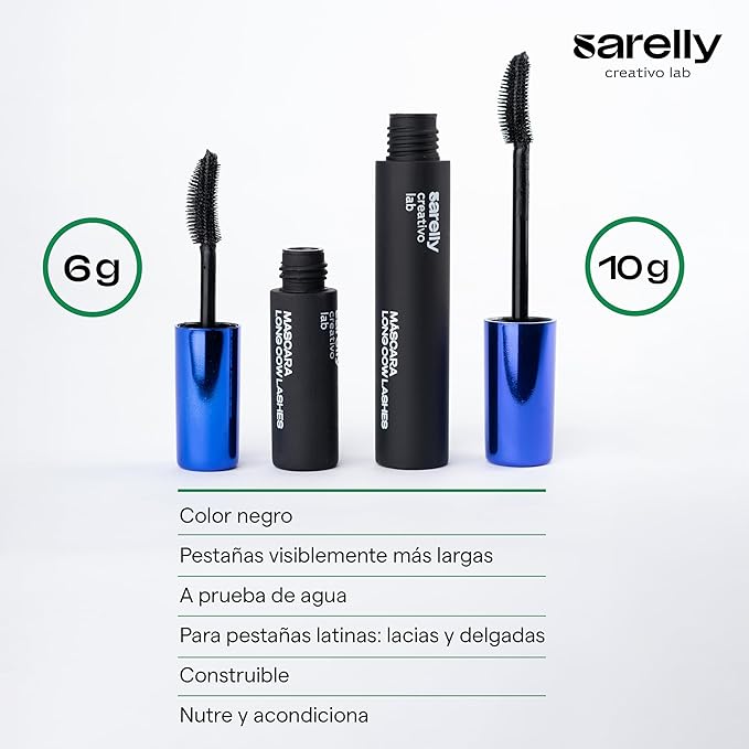 SARELLY SARELLY, Long Cow Lashes Mini Mascara, Waterproof, Nourishing, Lash-Conditioning, Clean Beauty, Sarelly Creative Lab
