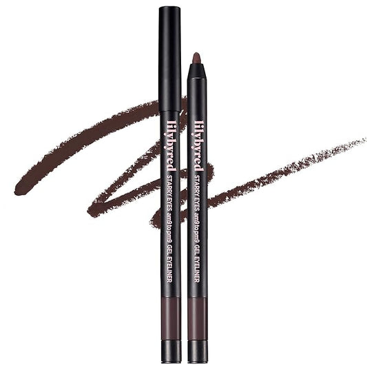 lilybyred Starry Eyes Am9 to Pm9 Gel Eyeliner | Korean Gel Eyeliner, Intense Color Payoff, Creamy Formula, Easy Blending, Built-in Sharpener, Smudge-Proof, Long-Lasting, 0.017 oz. (18 Hazy Brown)