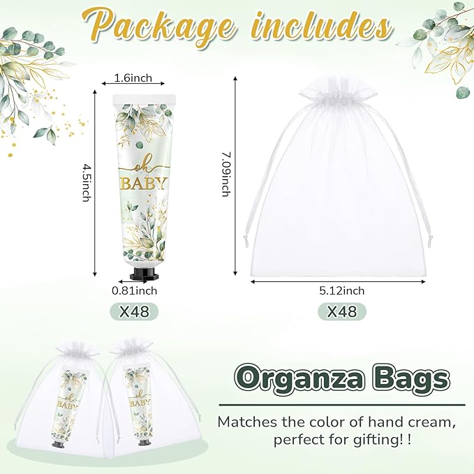 48 Sets Sage Greenery Hand Cream Gifts Bulk Baby Shower Hand Cream Travel Size Lotion Bulk Fall Thanksgiving Party Supplies Favors Birthday Wedding for Guest
