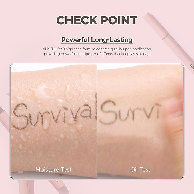 lilybyred AM9 to PM9 Survival Penliner Natural | Korean Soft Ash Tone Liquid Eyeliner, 0.1mm Ultra-Fine Brush, Quick-Dry, Smudge-Proof, Layerable Ash Pigment, Buildable Color, 0.035 oz. (01 Ash Black)