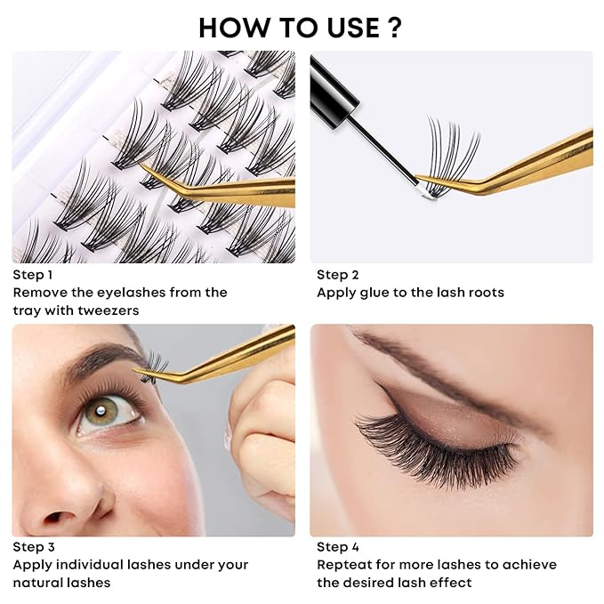 20D Lash Clusters, Individual Lashes, 240 Pcs 20D Individual Lash Extensions, Volume Soft Lightweight Reusable DIY Eyelash Extensions, Thickness 0.07mm C Curl False Eyelashes 12/13/14/15/16mm