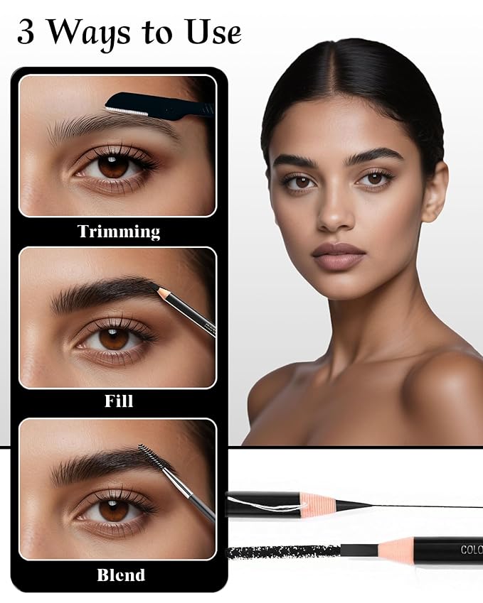 12 Piece Black Waterproof Eyebrow Pencils for Women w/Microblading Eyebrow Pencil & Brow Trimming Supplies Kit Permanent Eye Brow Liners Set For Salon-Quality Shaping & Filling Of Marks