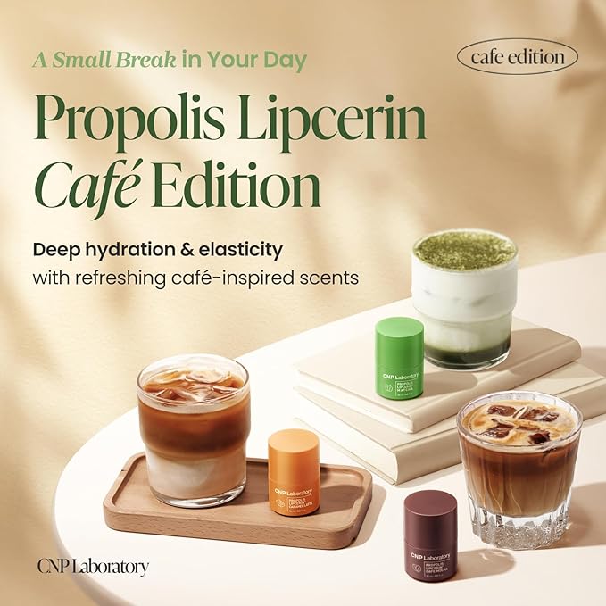 CNP Café Lip Butter - Propolis Lipcerin™ 07 Matcha, Hydrating Overnight Manuka Lip Balm & Mask, 12hr Long-Lasting Moisture, Korean Skin Care, 0.5 fl.oz.