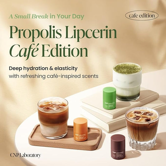CNP Café Lip Butter - Propolis Lipcerin™ 07 Matcha, Hydrating Overnight Manuka Lip Balm & Mask, 12hr Long-Lasting Moisture, Korean Skin Care, 0.5 fl.oz.