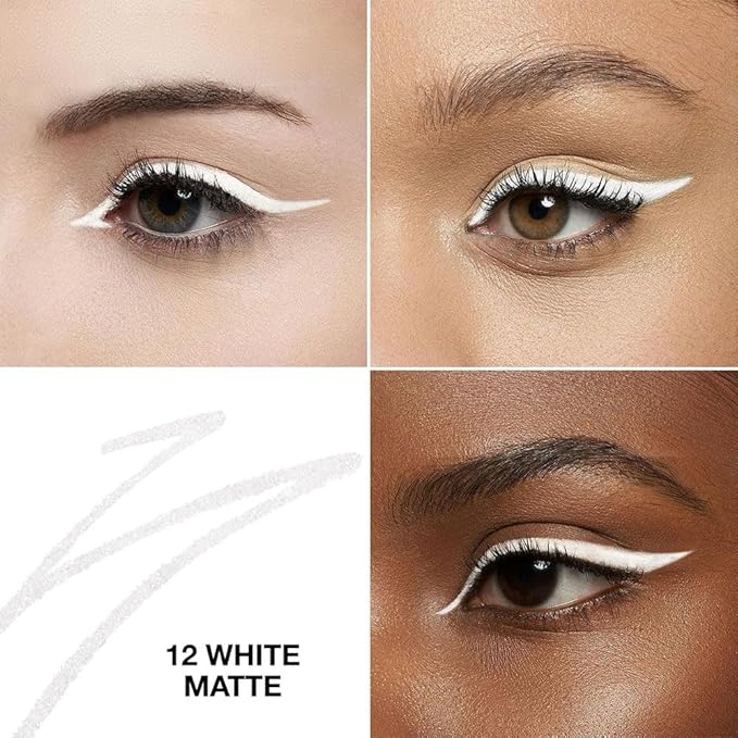 White Matte Gel Eyeliner Pencil, Multi-Use Waterline Eyeliner with Sharpener, Sharpenable Eye Liner Waterproof Smudge Proof, High Pigmented Eye Makeup Liners, Vegan & Cruelty-Free 12