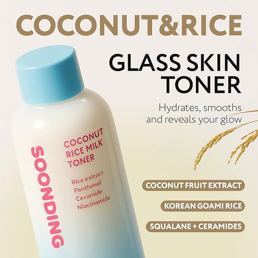 Coconut Rice Milk Toner | Calming Hydration, Smooth Skin Texture and Strengthen Skin Barrier with Rice, Panthenol, Ceramide, AHA | Fragrance-Free, Korean Skin Care (150ml/ 5.07 fl oz)