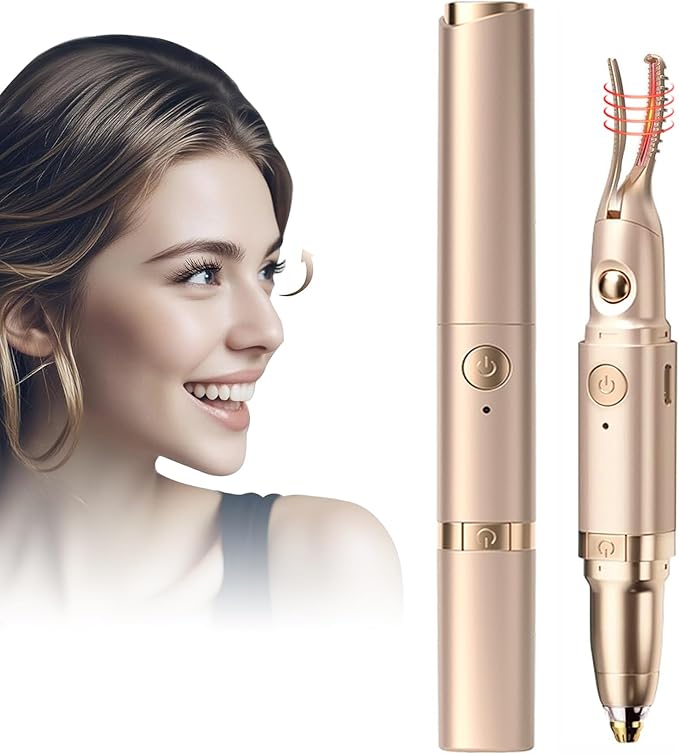 Heated Eyelash Curlers, 2 in 1 Electric Eyelash Curler and Eyebrow Trimmer 2 Temp Settings for Makeup Tools USB Rechargeable Natural Curling 24H Long Lasting Ideal Gift for Women
