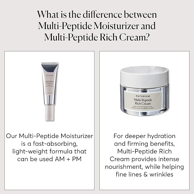 Naturium Multi-Peptide Rich Cream, Hydrating & Nourishing to Help Appearance of Fine Lines & Wrinkles, Vegan & Cruelty-Free, 1.7 oz