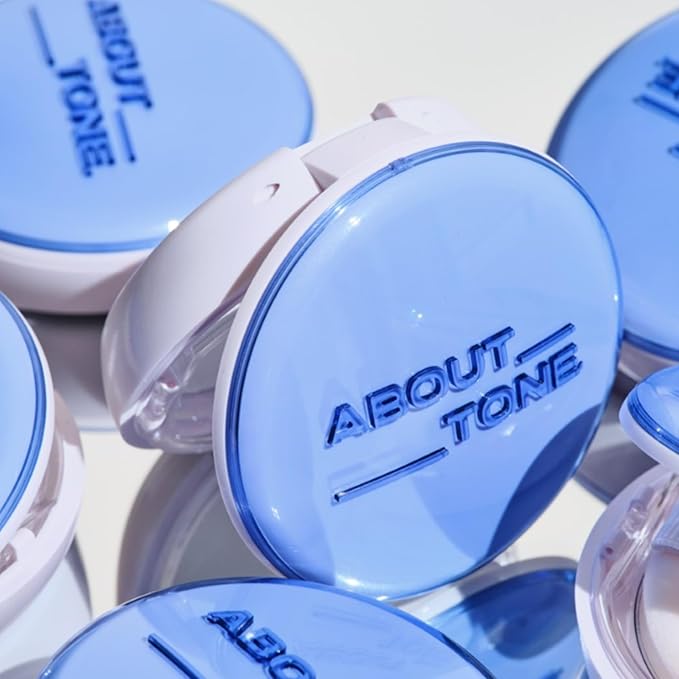 ABOUT TONE Air Fit Powder Pact 0.28oz - Makeup Fixing Pressed Powder Compact with Mirror and Puff Airy & Light Texture Face Blur Setting Finishing Translucent Sebum Control Lightweight Vegan Formula