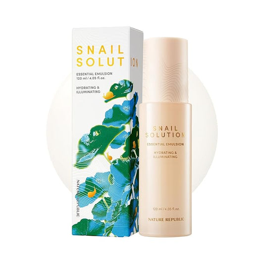 Nature Republic Snail Mucin Emulsion - Moisturizer, Hydrating Advanced Power Essence, Korean Skin Care for Face, Snails Skincare, Niacinamide, Deep Glow Mucus, 120mL/4.02 Fl.Oz