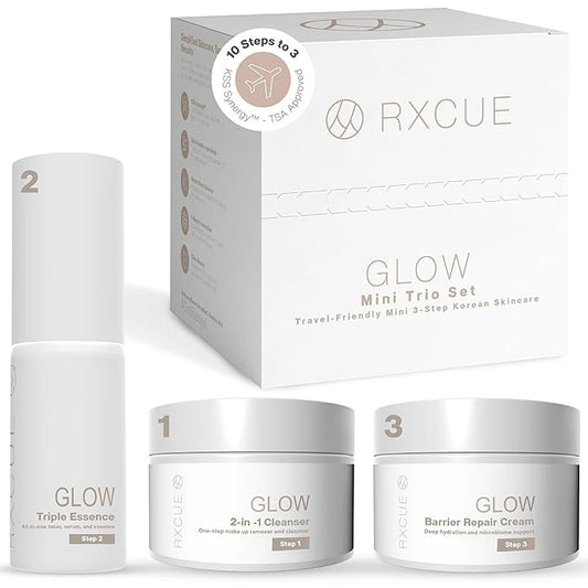 Glow Mini Trio Skin Care Set: Mini Skincare Travel Kit for Women, 10-to-3 Step Korean Skin Care Routine Kit for Glass Skin, Travel Size Skincare, Face Care Kits & Beauty Gift Sets 1.01 fl oz