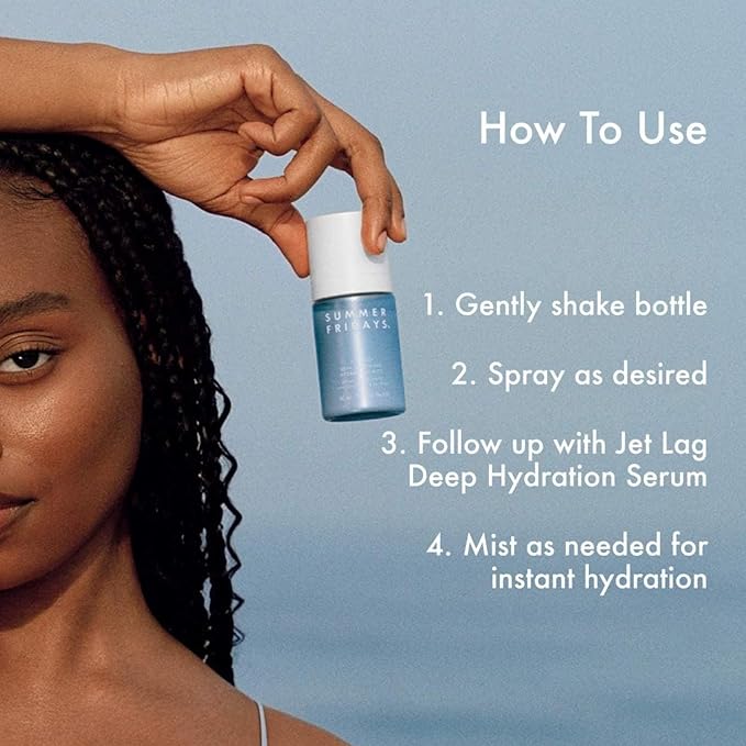 Summer Fridays Jet Lag Essentials Skincare Set - Travel Size Skincare Kit Including Jet Lag Eye Patches, Hydration Mist, Deep Hydration Face Serum & Mask (4 Count)