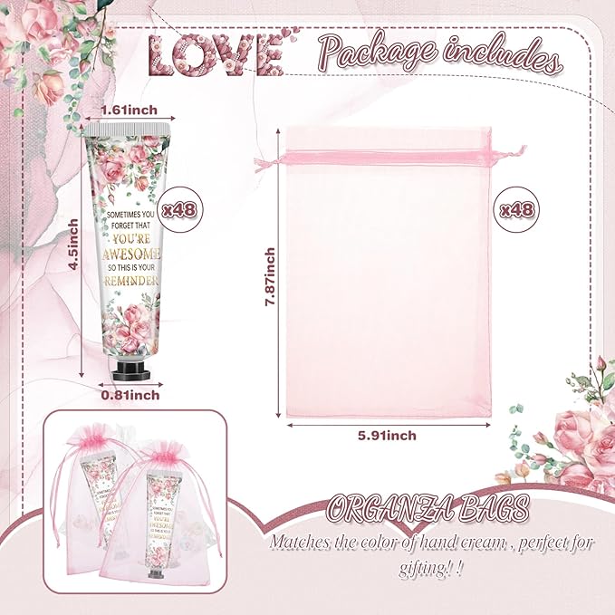 48 Sets Inspirational Encouragement Gifts Hand Cream Gifts Bulk Baby Shower Hand Cream Travel Size Lotion Bulk Fall Thanksgiving Party Supplies Favors Birthday Wedding for Guest