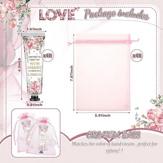 48 Sets Inspirational Encouragement Gifts Hand Cream Gifts Bulk Baby Shower Hand Cream Travel Size Lotion Bulk Fall Thanksgiving Party Supplies Favors Birthday Wedding for Guest