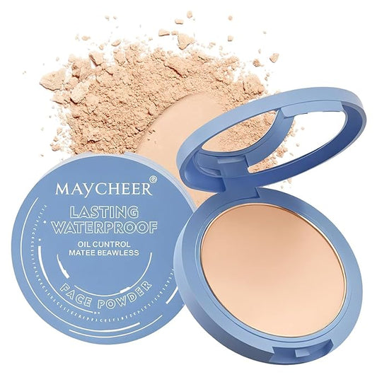 Maycheer Face Powder, Maycheer Setting Powder, Maycheer Lasting Waterproof Oil Absorbing Pressed Powder Compact, Lightweight Finishing Pressed Powder Compact (Dark Complexion, 03)