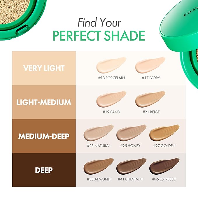 Easydew Mela B Toning Ampoule Cushion Refill - 2-in-1 Korean Skin Care & Face Beauty Makeup - Age-Defying Full Coverage Cushion Foundation with Niacinamide & Hyaluron-Vital C 0.45 oz (#21 Beige)