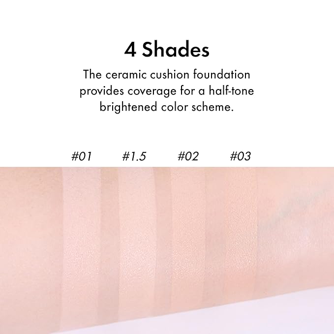 Amuse SEOUL Ceramic Skin Perfector Cushion Foundation (01 PORCELAIN) | Long-lasting, Lightweight, Semi-matte, Flawless Coverage, Hypoallergenic, Vegan, Korean Beauty (15g / 0.52oz.)