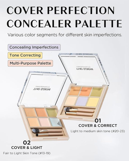 THESAEM Cover Perfection Concealer Palette 01 Cover&Correct - Multi Use 6 Colors Correcting Conceal Palette - for Dark Circles, Imperfections, Face Tone Corrector, Ideal for Fair to Light Skin