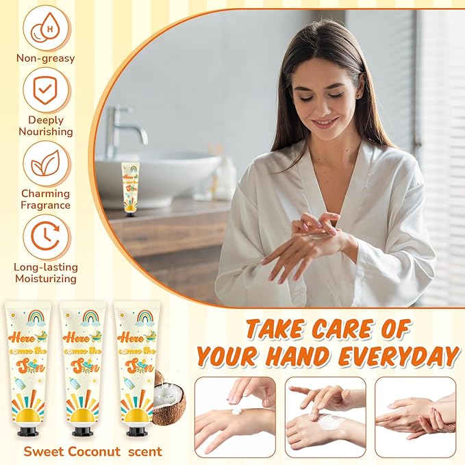 48 Sets Here Comes The Son Hand Cream Gifts Bulk Baby Shower Hand Cream Travel Size Lotion Bulk Fall Thanksgiving Party Supplies Favors Birthday Wedding for Guest