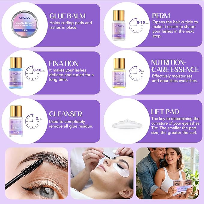 Lash Lift Kit - Eyelash Perm Kit - Eyebrow Lamination Kit, 2 in 1 Professional Eyelash Curling Lash Extension & Eyebrow Lift Kit, Eyelash Lift Kit Easy to Use for Salon & DIY Home Use, Lasts 6-8 Weeks