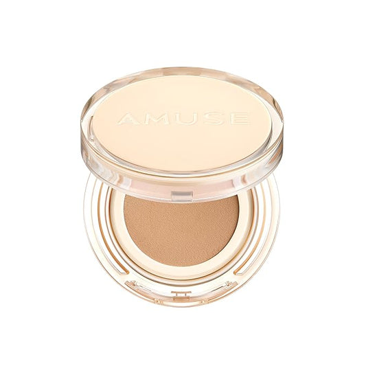 AMUSE SEOUL Dew Jelly Vegan Cushion Foundation (04 TAN) | dewy, glow, long-lasting, double coverage, clean beauty, lightweight, natural look, foundation for sensitive skin, hydrating cushion