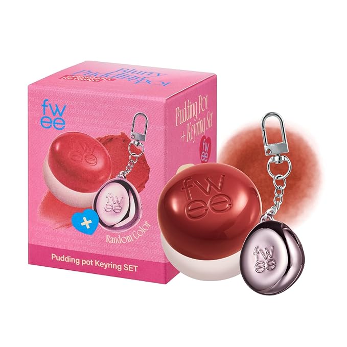 fwee Blurry Pudding Pot + Keychain SET | Airbrushed Blush & Lip, Buildable Pigment, Long-lasting, Lightweight, Easy to Blend, Natural Soft Matte Finish Makeup – Lyrics (Rose Brown) | 0.17 oz