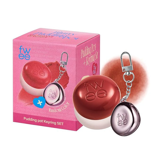 fwee Blurry Pudding Pot + Keychain SET | Airbrushed Blush & Lip, Buildable Pigment, Long-lasting, Lightweight, Easy to Blend, Natural Soft Matte Finish Makeup – Lyrics (Rose Brown) | 0.17 oz
