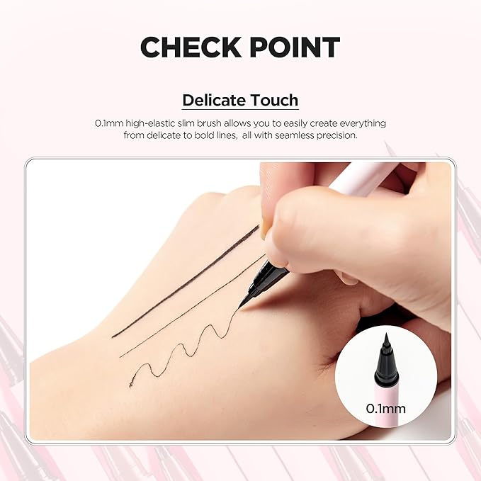 lilybyred AM9 to PM9 Survival Penliner | Korean Waterproof Liquid Eyeliner, 0.1mm Ultra-Fine Brush, Highly Pigmented, Quick-Dry, Smudge-Proof, Long-Lasting, Precision Line, 0.021 oz. (03 Walnut Brown)