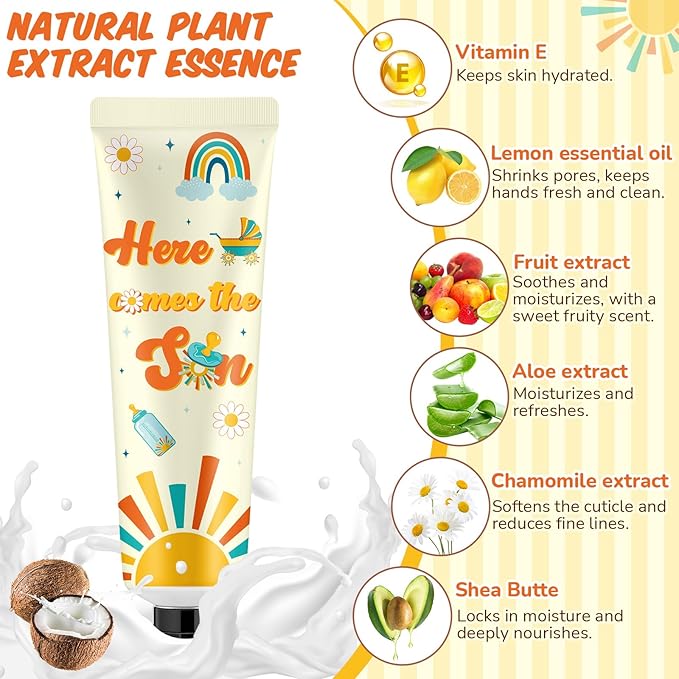 48 Sets Here Comes The Son Hand Cream Gifts Bulk Baby Shower Hand Cream Travel Size Lotion Bulk Fall Thanksgiving Party Supplies Favors Birthday Wedding for Guest
