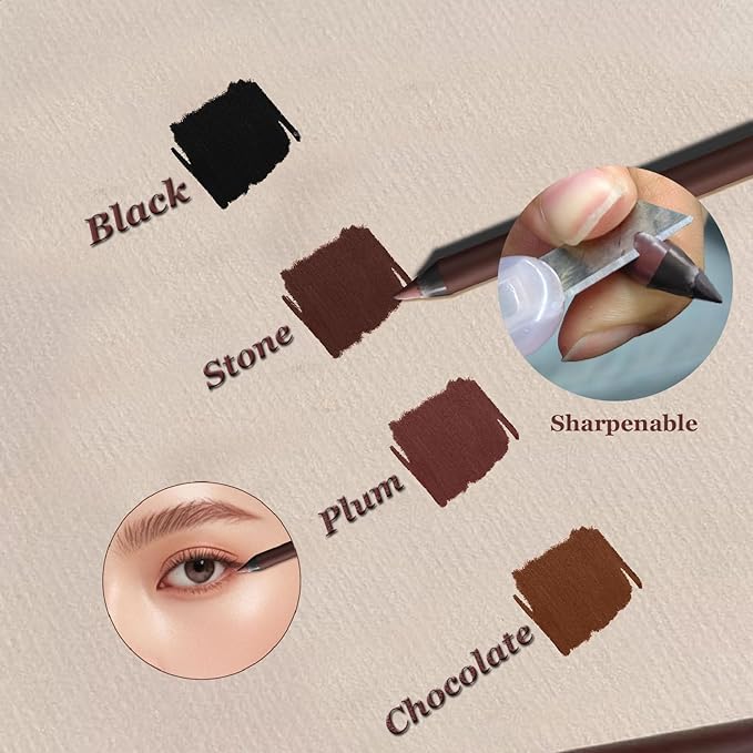 24 Hr Waterproof Eyeliner Duo Sharpenable Eye Pencil, 2025 New Persona Eyeliner Pencil Waterproof, No Smudging, No Fading, Long-Wearing, Smooth and Easy To Color (Stone)