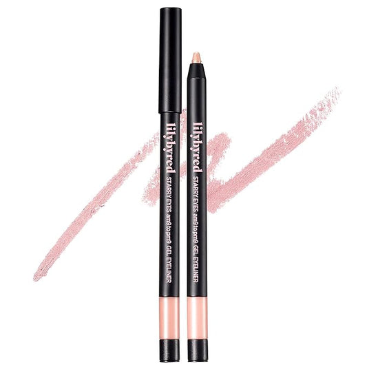 lilybyred Starry Eyes Am9 to Pm9 Gel Eyeliner | Korean Gel Eyeliner, Intense Color Payoff, Creamy Formula, Easy Blending, Built-in Sharpener, Smudge-Proof, Long-Lasting, 0.017 oz. (04 Golden Pink)