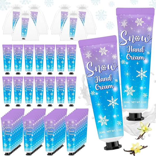 48 Sets Baby Shower Hand Cream Bulk Snowflakes Baby Shower Favors Bridal Thank You Hand Cream for Guests Travel Size Lotion with Organza Bags