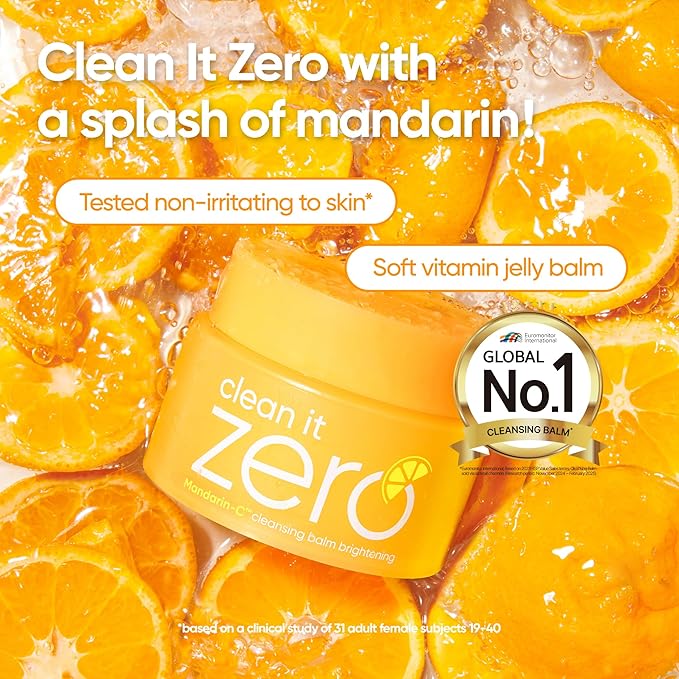 BANILA CO Clean it Zero Brightening Cleansing Balm | Korean Makeup Remover for Radiant Complexion | Vegan | Cleansing Oil, Facial Cleanser Made with Vitamin C & Citrus Extract (100ml / 3.38 fl.oz)