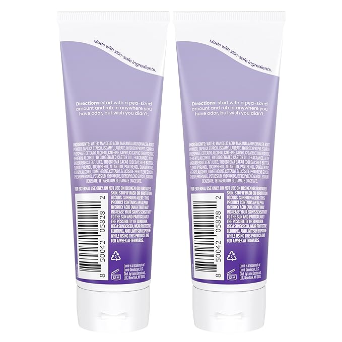 Lume Whole Body Deodorant - Invisible Cream Tube - 72 Hour Odor Control - Aluminum Free, Baking Soda Free, Skin Safe - 3.0 ounce (Pack of 2) (Soft Powder)