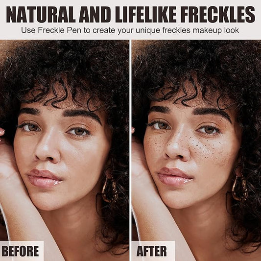 Freckle Pen, Waterproof Natural Lifelike Freckle Maker, Quick-Dry Soft Dot Faux Freckles for Effortless Sun-Kissed Makeup, Light Brown & Natural Coffee (2-Pack)