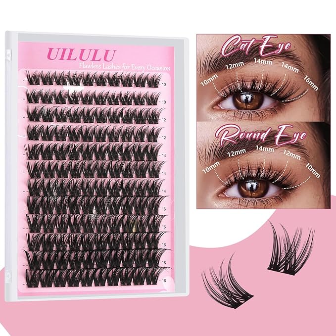 Lash Clusters 10-18mm Mix D Curl Eye Lashes Wispy Lash Clusters False Eyelash Clusters DIY Eyelash Extensions Individual Cluster Lashes (U13 Lashes Only)