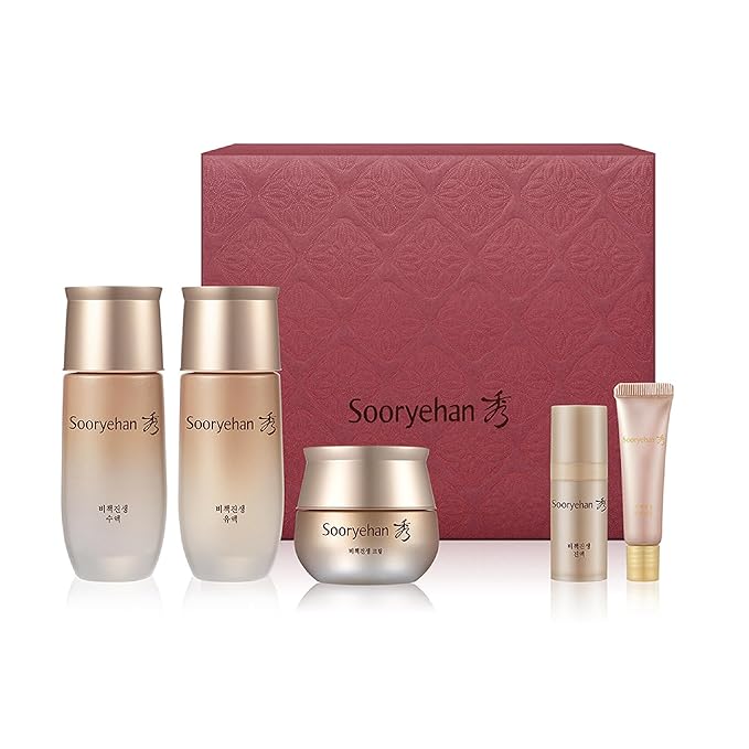 Sooryehan Bichaek True-Rejuvenating Skincare Set (206 ml/6.97 fl oz) - Radiant and Firm Skin, Skin Elasticity by LG Beauty. Korean Panax Ginseng, Korean Medicine Extracts